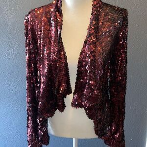 Ladies sequined cropped waterfall jacket size XL Dolce Cabo